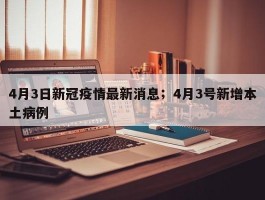 4月3日新冠疫情最新消息；4月3号新增本土病例