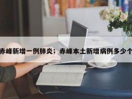 赤峰新增一例肺炎；赤峰本土新增病例多少个