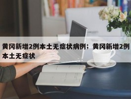 黄冈新增2例本土无症状病例；黄冈新增2例本土无症状