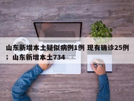 山东新增本土疑似病例1例 现有确诊25例；山东新增本土734