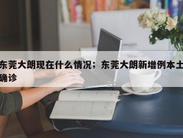 东莞大朗现在什么情况；东莞大朗新增例本土确诊