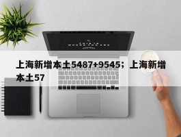 上海新增本土5487+9545；上海新增本土57