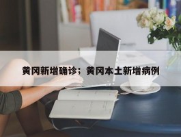 黄冈新增确诊；黄冈本土新增病例