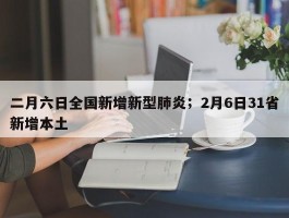 二月六日全国新增新型肺炎；2月6日31省新增本土