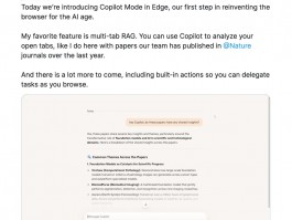 微软 Edge 浏览器推 Copilot 模式，进军 AI 浏览器市场